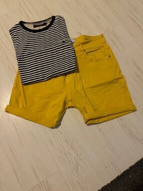 Zara Yellow Denim Shorts
